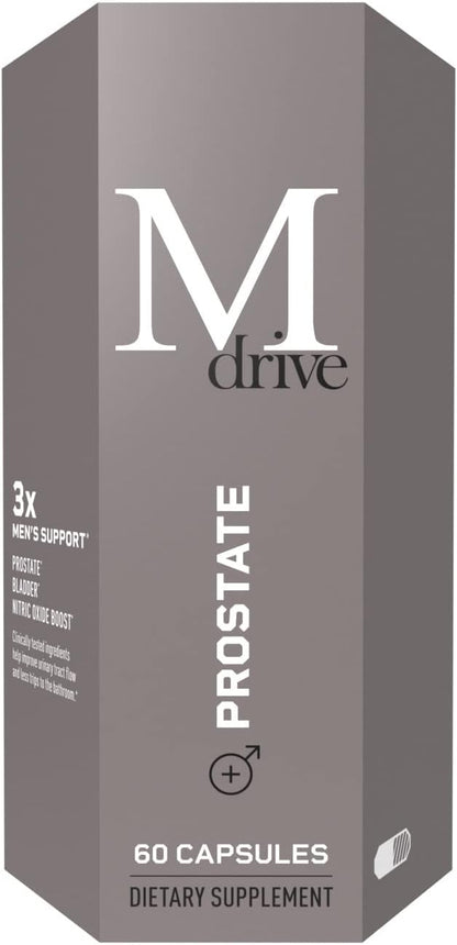 Mdrive Prostate Prostate Support Supplement for Men's Health, Promotes Urinary Tract Health, Supports Normal Flow, Frequency & Bladder Emptying, Flowens Cranberry Extract, S7 N.O. Booster, 60 Capsules