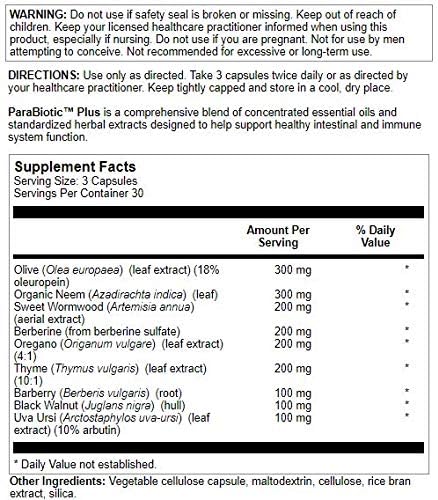 Nutra Biogenesis ParaBiotic Plus - Probiotics for Women & Men, Wormwood, Black Walnut & Neem for Added Support, Microbiome Supplement, Clean, Vegan, Natural - 90 Veggie Capsules
