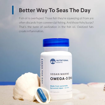 Omega 3 Algae DHA Vegan - Omega 3 DHA Supplement, Plant-Based Omega-3 Blend of Organic Algae, Organic Chia, and Organic Flax Seed Third Party Tested, Doctor's Choice,1 Month Supply, 30 Capsules