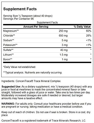 Swanson Concentrace Trace Mineral Drops 8oz-Complete Mineral Complex for Energy, Hydration, & Electrolyte Balance Over 72 High Absorption Ionic Minerals Such As Magnesium, Potassium, Calcium (2 Pack)
