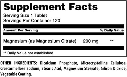 Amazing Formulas Magnesium Citrate | 200 Mg Tablets | Mineral Supplement | Non-GMO | Gluten Free | Made in USA (1 Pack, 120 Count)