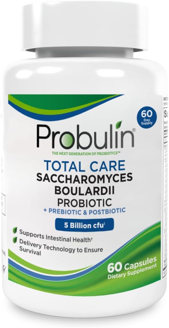 Probulin Total Care Saccharomyces Boulardii Pre + Pro + Postbiotic, 60 Vegan Capsules