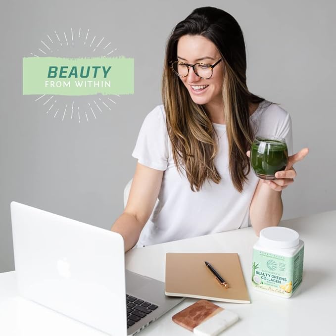 Sunwarrior Vegan Beauty Greens Drink Plant-Based | Hyaluronic Acid Minerals Biotin Probiotics Non-GMO Soy Free Sugar Free Dairy Free Gluten Free | Pina Colada 25 Servings