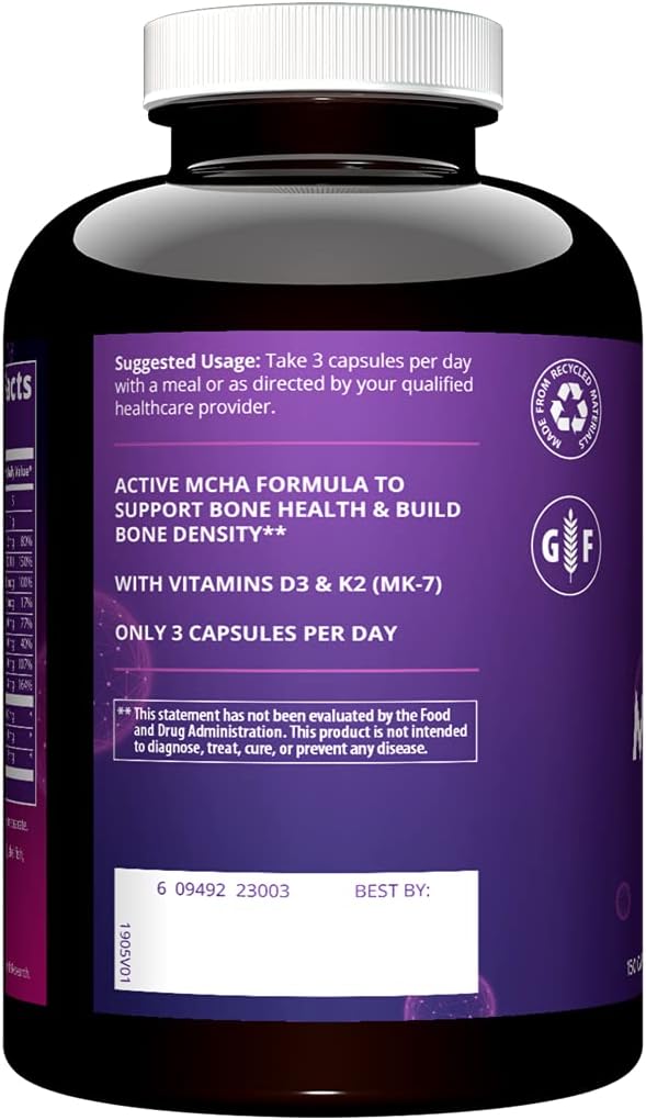 MRM Nutrition Bone Maximizer® III | with MCHA + Vitamin D3 + Vitamin K2 | Bone Health | High Potency | Key Vitamins and Minerals for Bones | 50 Servings