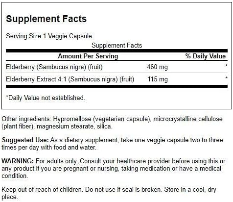 Swanson Elderberry 575 Milligrams 120 Veg Capsules