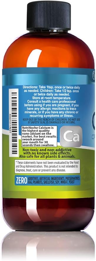 NutriNoche Liquid Calcium Supplement - 99.99% Ultra Pure Crystalline Nano Calcium for Women, Men & Children - Calcium Citrate Alternative - Absorbed at a Cellular Level Sublingually - 30 ppm