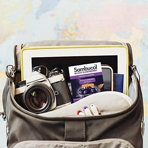 Sambucol Black Elderberry Throat Lozenge - Sambucus Elderberry Lozenges With Vitamin C, Zinc & Honey, Helps Soothe a Scratchy Throat, High Antioxidants, Gluten-Free - 20 Count