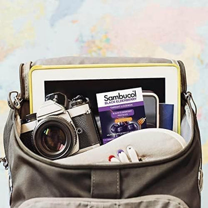 Sambucol Black Elderberry Throat Lozenge - Sambucus Elderberry Lozenges With Vitamin C, Zinc & Honey, Helps Soothe a Scratchy Throat, High Antioxidants, Gluten-Free - 20 Count