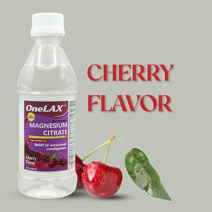 Magnesium Citrate, Cherry Flavour, 5PACK, 10fl.oz, Relief of Occasional Constipation, OneLAX by Akron pharma