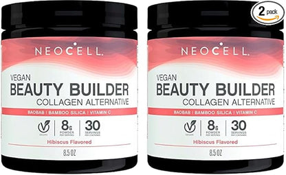 NeoCell Vegan Beauty Builder Collagen Alternative; Plant-Based Vegan Collagen-Booster Supports Collagen Production; Hibiscus Flavored; 8 g Powder/Serv; 30 Servs; 8.5 Oz,* (Pack of 2)