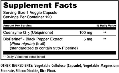 Amazing Formulas CoQ10 with BioPerine Supplement | 100 Mg Per Serving | 120 Veggie Capsules | Non-GMO | Gluten Free | Made in USA