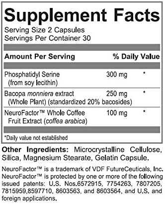Mem-Plex Ultra, Natural Memory Support Supplement with Phosphatidyl Serine, Bacopa Monniera Extract and Neurofactor Whole Coffee Fruit Extract, 60 Capsules