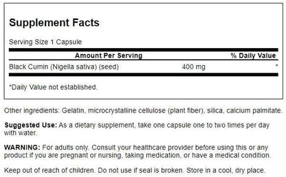 Swanson Full Spectrum Black Cumin Seed 400 Milligrams 60 Capsules