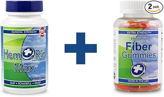 HemRid Max Fiber Gummies - Provides Fast Relief for Itching & Burning - Bundle & Save with The Dual Defense Bundle