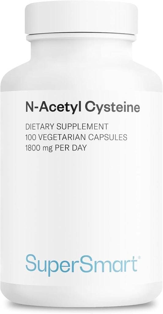 SuperSmart - N-Acetyl Cysteine 1800mg per Day (High Absorption) - NAC Supplement - High Potency Antioxidants Amino Acids - Glutathione Precursor | Non-GMO & Gluten Free - 100 Vegetarian Capsules
