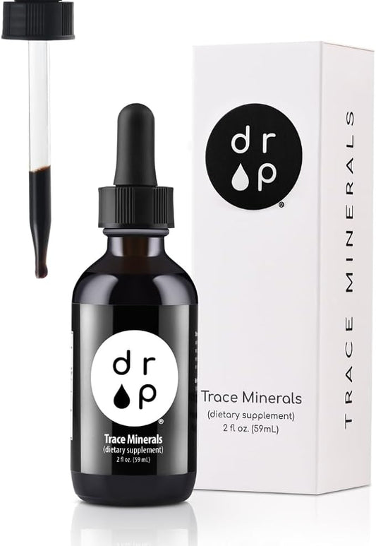 Organic Trace Minerals Electrolyte Drops with Fulvic Acid 2 oz Alkaline Liquid Minerals for Water - Supports Gut Health, Energy, Stamina, and Nutrient Uptake