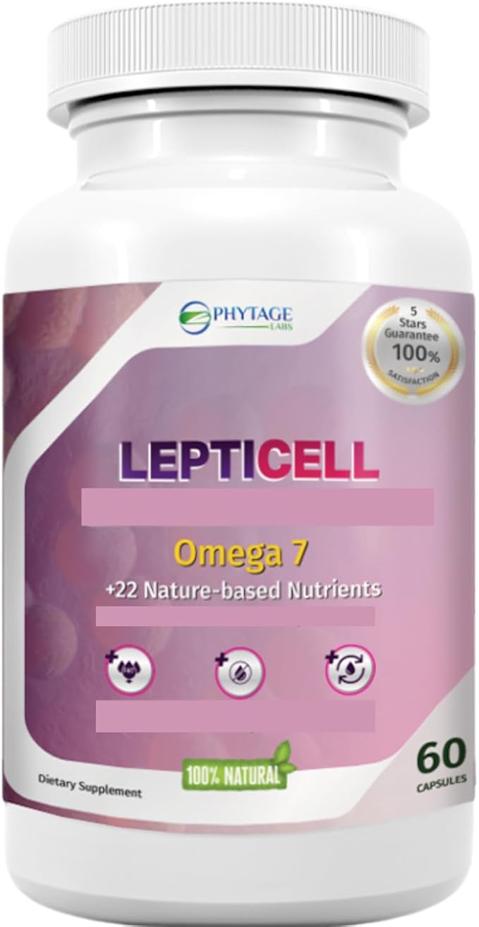 LeptiCell Advanced Wellness Supplement – Enhances Skin Elasticity, Supports Healthy Blood Pressure – with Damiana, Dong Quai, Omega-7s – Antioxidant-Rich Formula for Youthful Skin – 60 Capsules