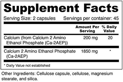 Calcium AEP for Nerves, Cell Membranes (925mg Ca-2-AEP Per Capsule, 90 Capsules)