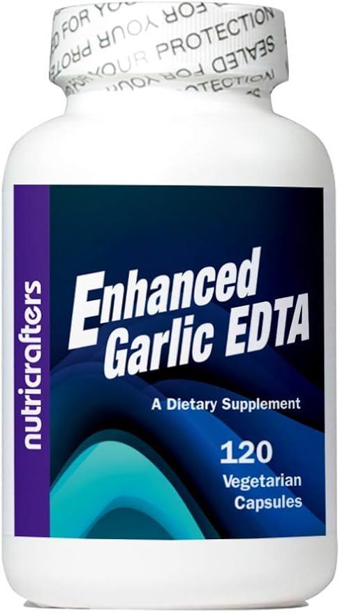 Enhanced Garlic EDTA 120 Capsules - 1000mg High Potency Calcium Disodium EDTA Formula - No Magnesium Sterate or Aluminum Containing Zeolite - 1 Bottle of 120 Capsules