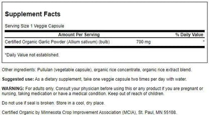 Swanson Made with Organic Whole Garlic 700 Milligrams 60 Veg Capsules