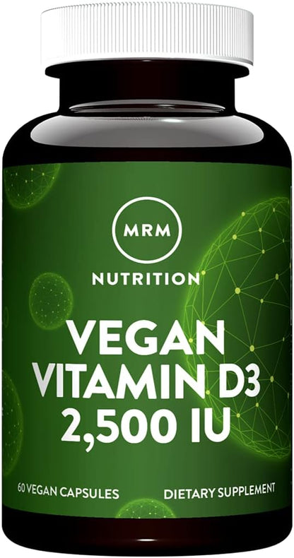 MRM Nuturition Vegan Vitamin D3 2,500 IU | Bone + Immune Health | Made from lichens | Supports Calcium Absorption | Vegan + Vegetarian Friendly | 60 Servings