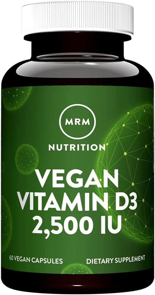 MRM Nuturition Vegan Vitamin D3 2,500 IU | Bone + Immune Health | Made from lichens | Supports Calcium Absorption | Vegan + Vegetarian Friendly | 60 Servings