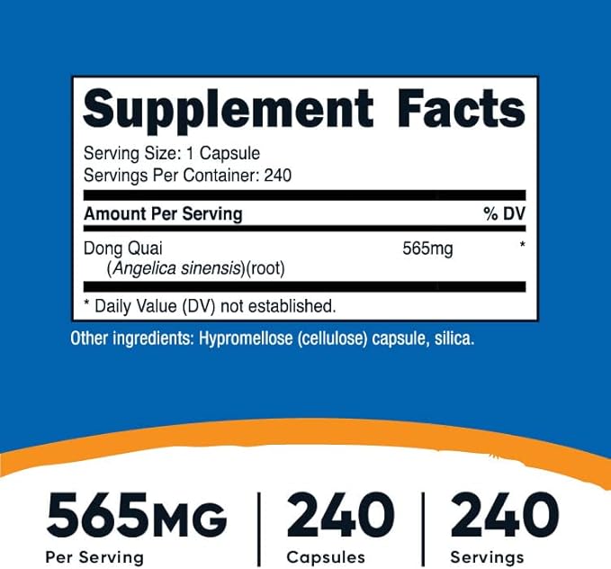 Nutricost Dong Quai 565mg, 240 Capsules (Angelica Sinensis) - Vegetarian Caps, Non-GMO, Gluten Free