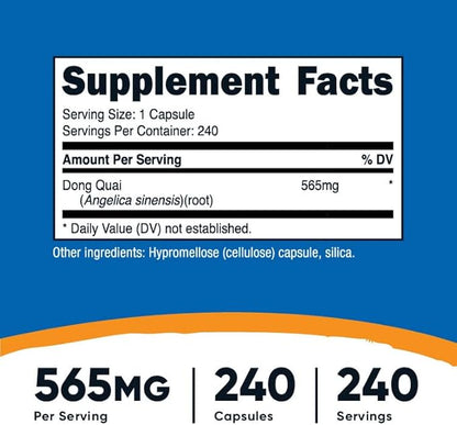 Nutricost Dong Quai 565mg, 240 Capsules (Angelica Sinensis) - Vegetarian Caps, Non-GMO, Gluten Free