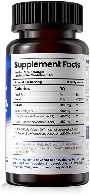 High Purity rTG Fish Oil Capsules 40 Capsules