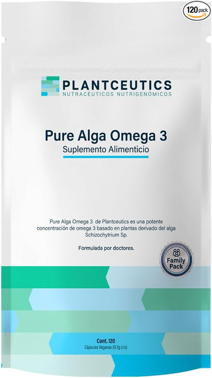 Algae Omega-3 120 Soft Gels - 560 mg Omega-3 Very HIGH in DHA - Certified Algae Oil - 100% Vegan - 100% Biodegradable Packaging