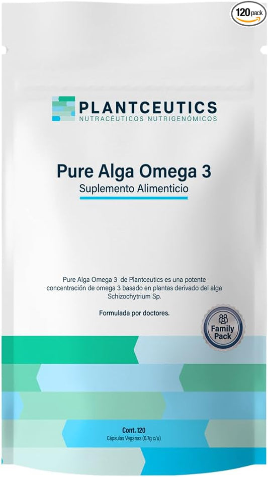 Algae Omega-3 120 Soft Gels - 560 mg Omega-3 Very HIGH in DHA - Certified Algae Oil - 100% Vegan - 100% Biodegradable Packaging