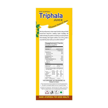 BASIC AYURVEDA Triphala Juice | 32.46 Fl Oz (960ml) | Organic Fruit Juice of Amla Bibhitaki & Haritaki | Natural Source of Vitamin C | for Healthy Hair & Digestion
