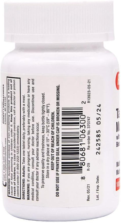 Rugby Tab-A-Vite Multivitamin with Iron and Beta-Carotene Multivitamin/Mineral Supplement - 1000 Tablets