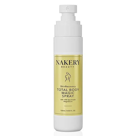 Nakery Total Body Magic Magnesium Spray - 10% Magnesium Spray for Feet Tension, Leg Cramps & Stiff Muscles After Work & Gym - Homeopathic Magnesium Spray Oil with Valerian Root & Arnica