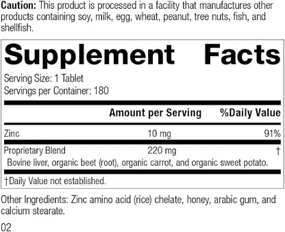 Standard Process Inc. Zinc Chelate - Whole Food Digestion and Digestive Health, and Skin Health with Beet Root and Zinc - 180 Tablets