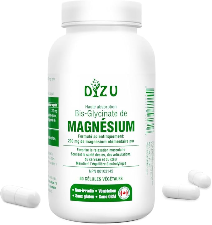 Dizu - Magnesium Bisglycinate 200 mg, Pure Elemental Chelated Complex, Supports Sleep, Muscle, Bone, Heart & Energy Metabolism, with Glycine & Oxide, Vegetable Capsules