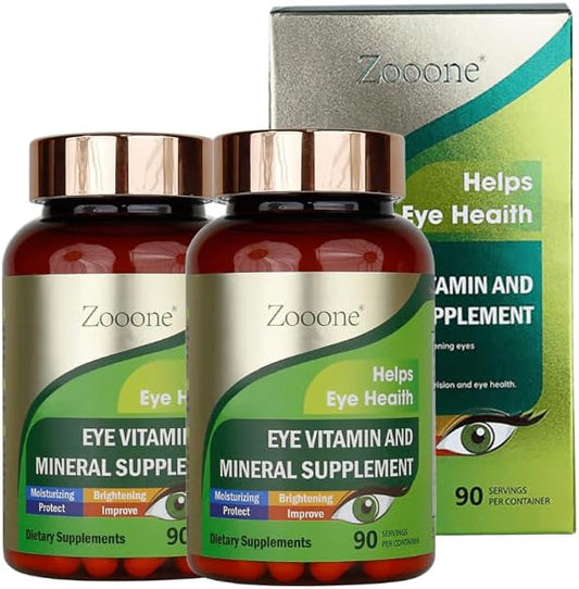 zooone- Lutein Eye Vitamins Supplement for Macular Health and Dry Eye, Contains Lutein, Zinc, Vitamins C/E & Zeaxanthin to Support Eye Health, 90 Tablets (2)