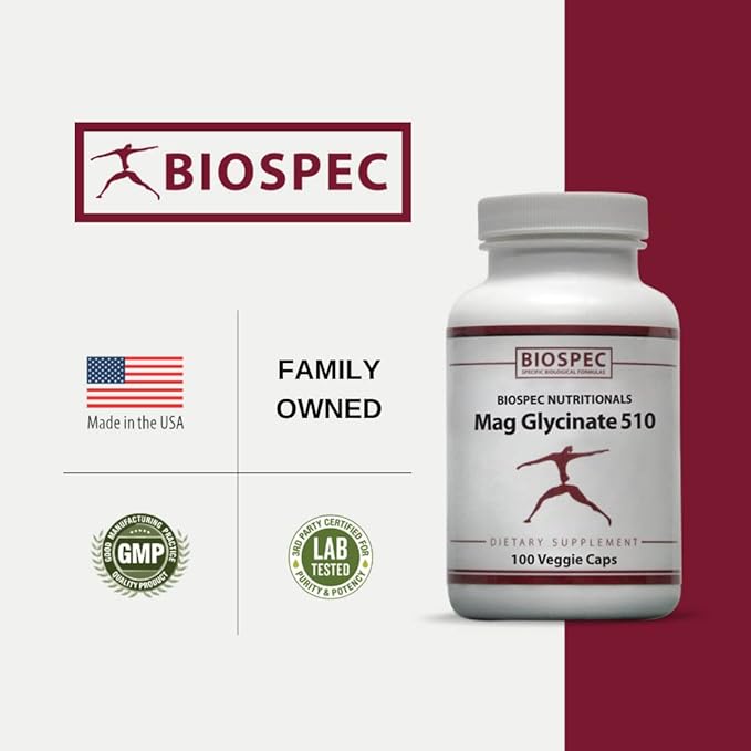 Mag Glycinate 510 – Magnesium Glycinate – Nutritional Supplement for Stress, Heart Health, Nerves, Muscles, Energy, and Metabolism* - (100 Capsules)