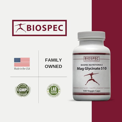 Mag Glycinate 510 – Magnesium Glycinate – Nutritional Supplement for Stress, Heart Health, Nerves, Muscles, Energy, and Metabolism* - (100 Capsules)