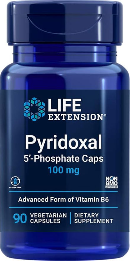 Life Extension Pyridoxal 5-Phosphate Caps 100 mg P5P, 90 Veg Capsules - Advanced Vitamin B6 Supplement