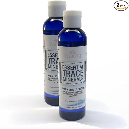Waiora Essential Trace Minerals | Help Replenish Lost/Depleted Mineral | 60+ Ionic Trace Minerals | Support Body’s Vital Functions, pH Balance | Plus Electrolytes for Hydration (2 Bott / 96 serv)