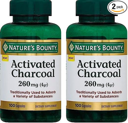 Nature's Bounty Activated Charcoal 260 mg, 100 Capsules, Dietary Supplement to Support a Healthy Lifestyle (Pack of 2)