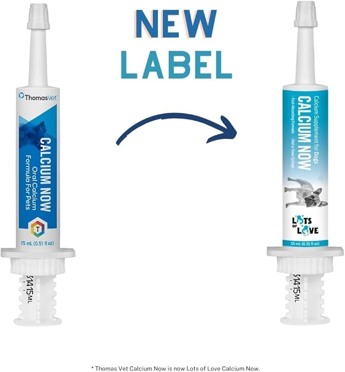 Calcium Now - Oral Calcium for Whelping Dogs (15 ml) - Calcium Supplement for Dog - Breeders Friendly Calcium for Dogs - Lots of Love Pet Products