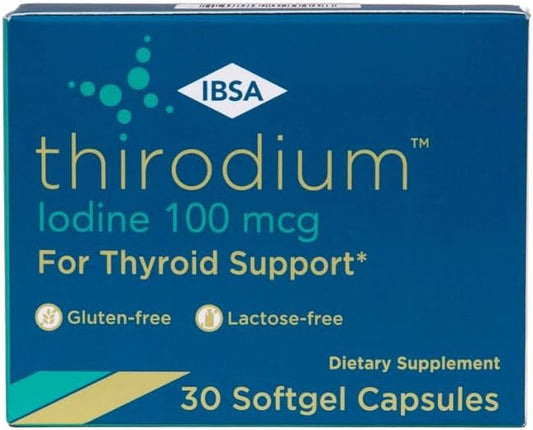Thirodium - Thyroid Support Supplement - 100mcg Iodine (Sodium Iodate) - 30 Soft-Gel Capsules for Increased Absorption - Gluten-Free, Lactose-Free, Sugar-Free, Non-GMO