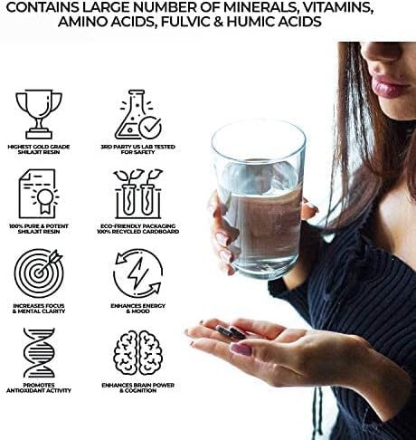 NATURAL SHILAJIT Resin 20G, Shilajit Honey Sticks 30 Count Capsules 60 Count