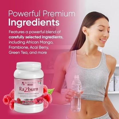 Razburn Weight Management Supplement, Green Tea Extract, Caffeine & Botanical Blend, Energy & Metabolism Support Pills for Men & Women, 60 Capsules
