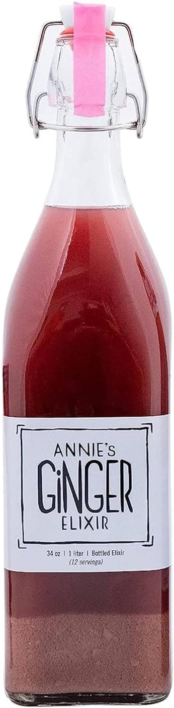 Annie's Ginger Elixir, 34oz 1-Pack, Pure Natural Organic Tonic Ginger Shot, Digestive Cleanse Boosts Immune Defense, Daily Gut Health and Wellness, Non-GMO Beverage
