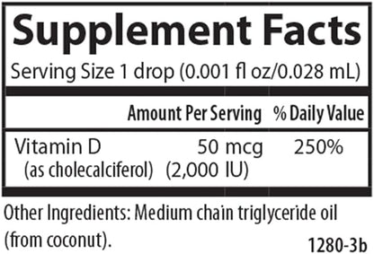 Carlson - Super Daily D3, Vitamin D Drops, 2,000 IU per Drop, 1-Year Supply, Vitamin D3 Liquid, Heart & Immune Health, Vegetarian, Liquid Vitamin D Drops, Unflavored, 365 Drops