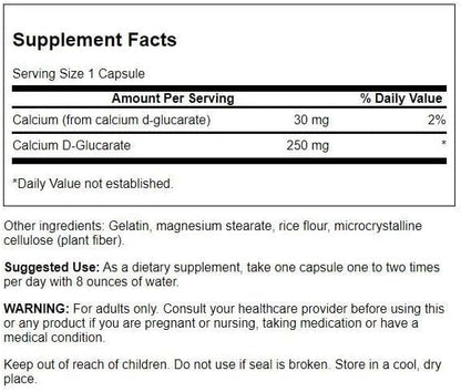 Swanson Calcium D-Glucarate 250 Milligrams 60 Capsules