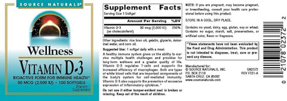 Source Naturals Wellness Vitamin D-3, Bioactive Form for Immune Health